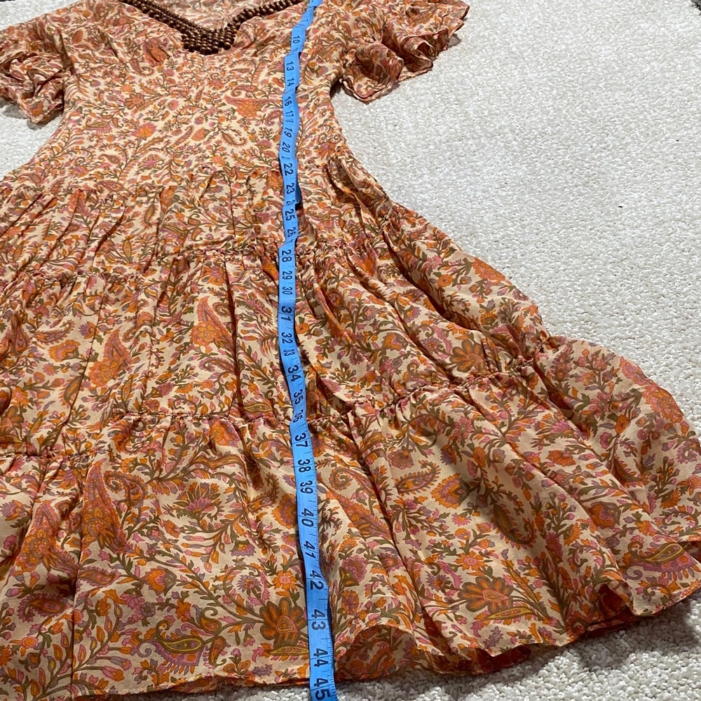 Adrianna Papell Orange and Brown Midi Dress vintage Size 6 100% Silk & poliéster - Picture 14 of 16